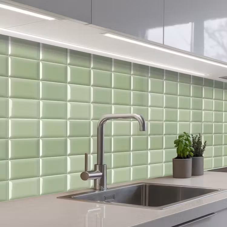 Kitchen splashback - Glossy - Mosaic - Tiles - Soft - Green — 2