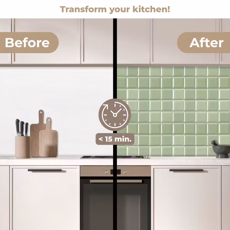 Kitchen splashback - Glossy - Mosaic - Tiles - Soft - Green — 3