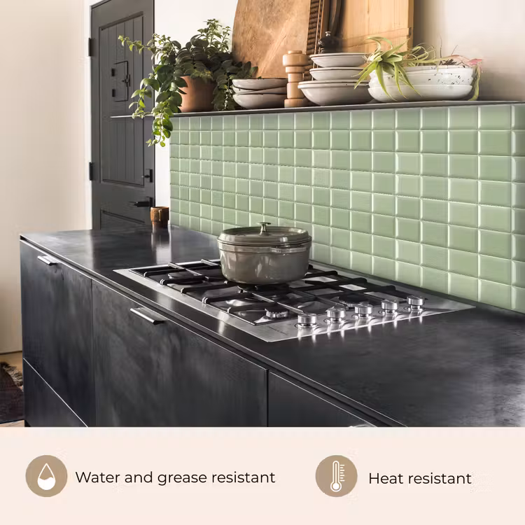 Kitchen splashback - Glossy - Mosaic - Tiles - Soft - Green — 5