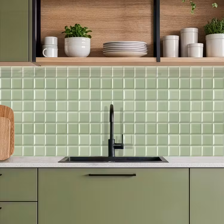 Kitchen splashback - Glossy - Mosaic - Tiles - Soft - Green — 8