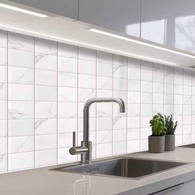 Kitchen splashback - Marble - Pattern - Veins - White — 2