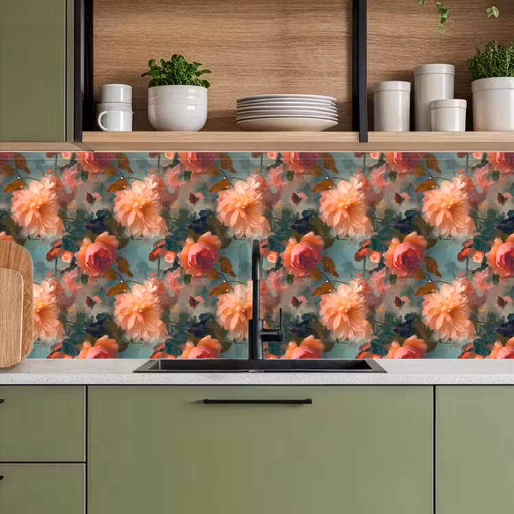 Kitchen splashback - Pink - Pattern - Flowers — 8