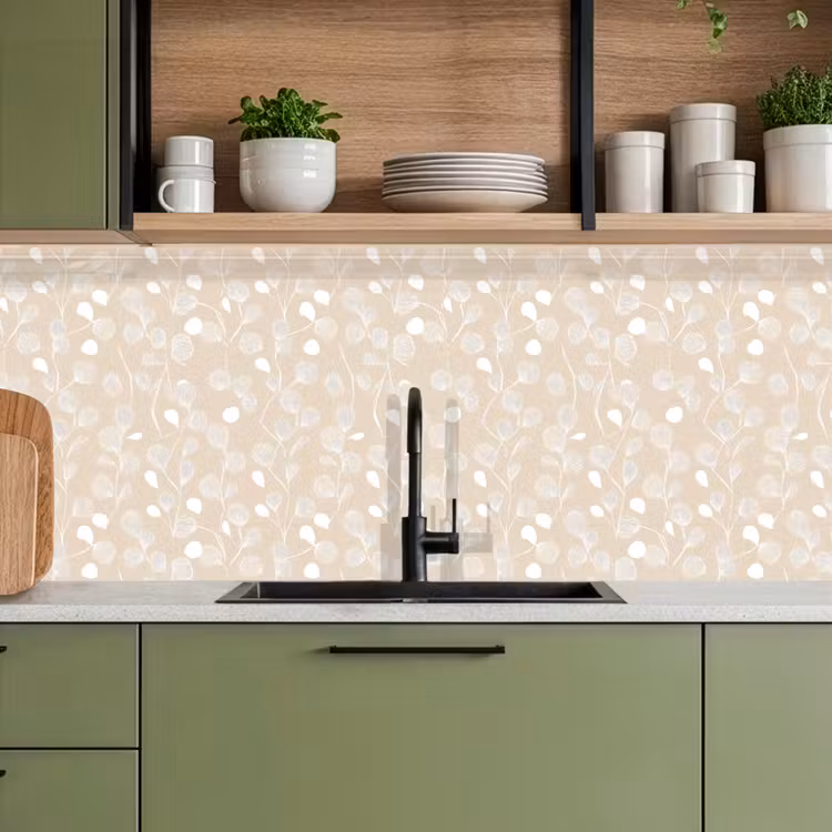 Kitchen splashback - Leaves - Pattern - Beige - White — 8
