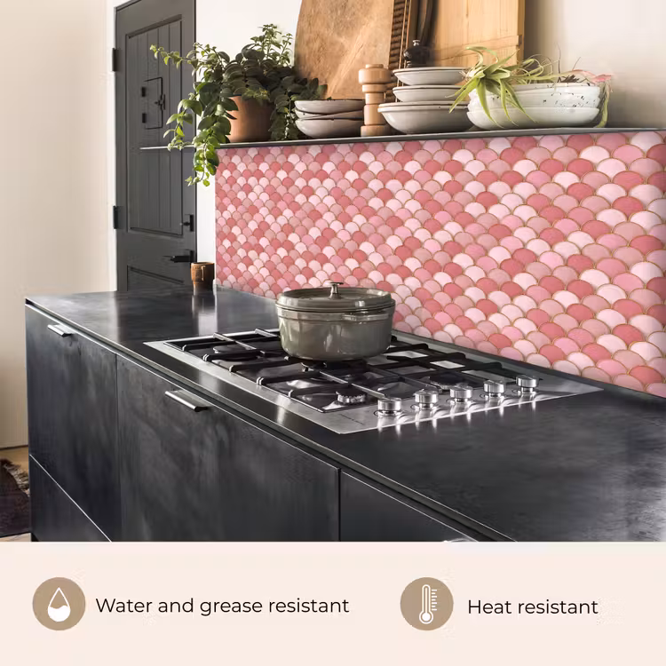 Kitchen splashback - Tile - Pattern - Pink - Gold — 5