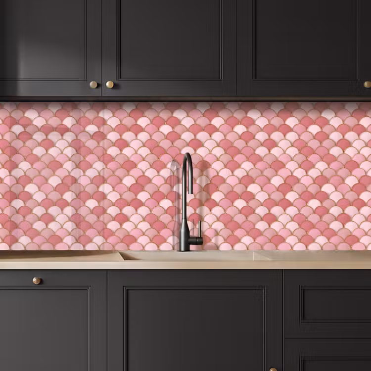 Kitchen splashback - Tile - Pattern - Pink - Gold — 6