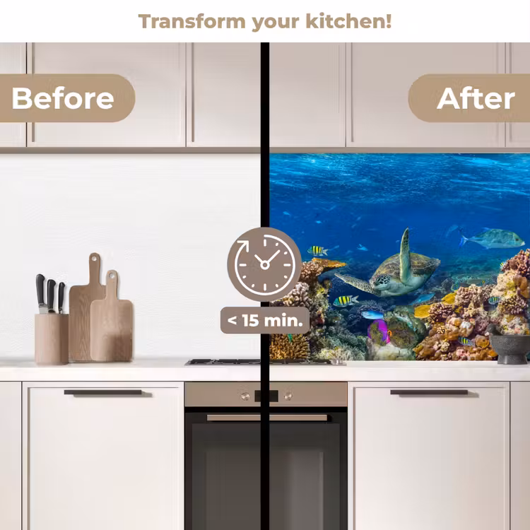 Kitchen splashback - Underwater landscape - Fish - Turtle - Blue — 3