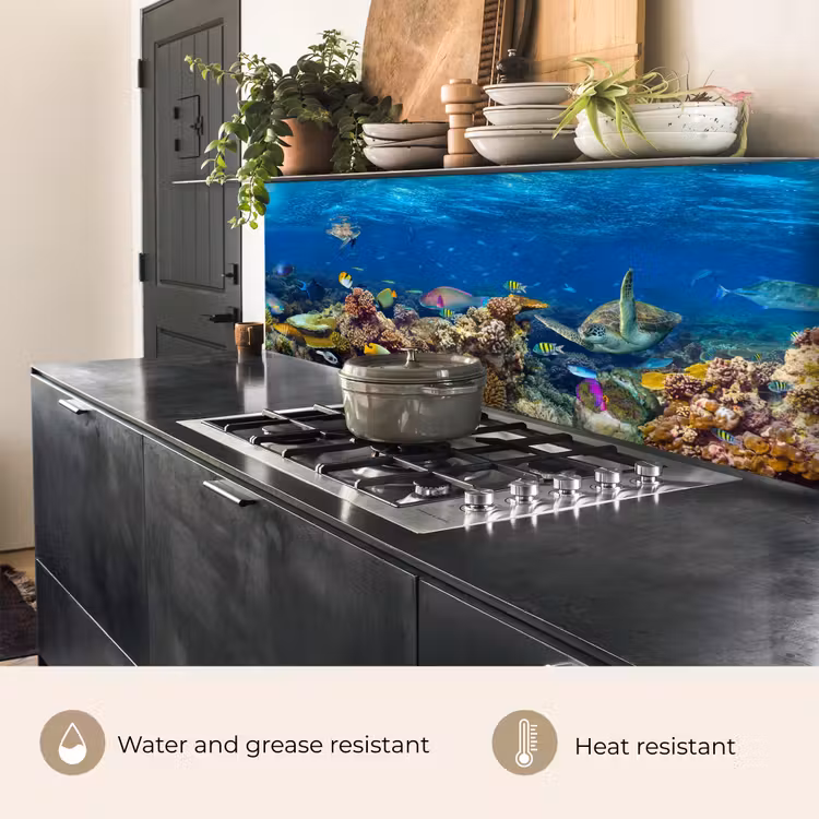Kitchen splashback - Underwater landscape - Fish - Turtle - Blue — 5