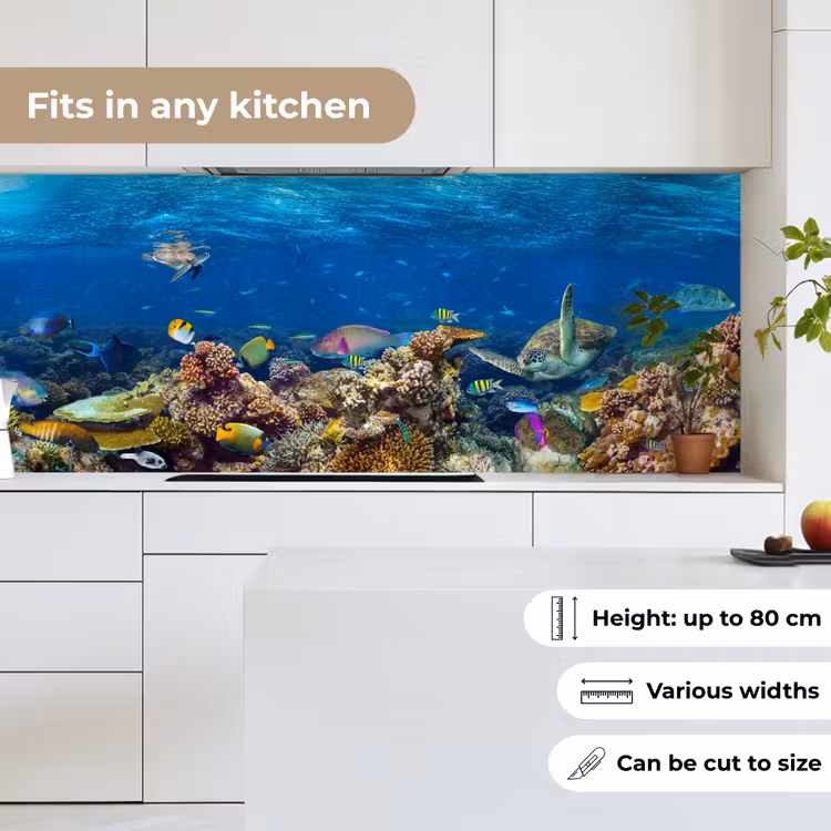 Kitchen splashback - Underwater landscape - Fish - Turtle - Blue — 7