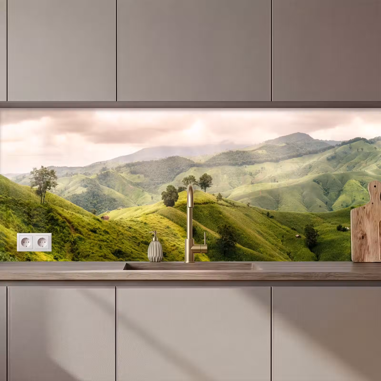 Kitchen splashback - Landscape - Hills - Green — 1