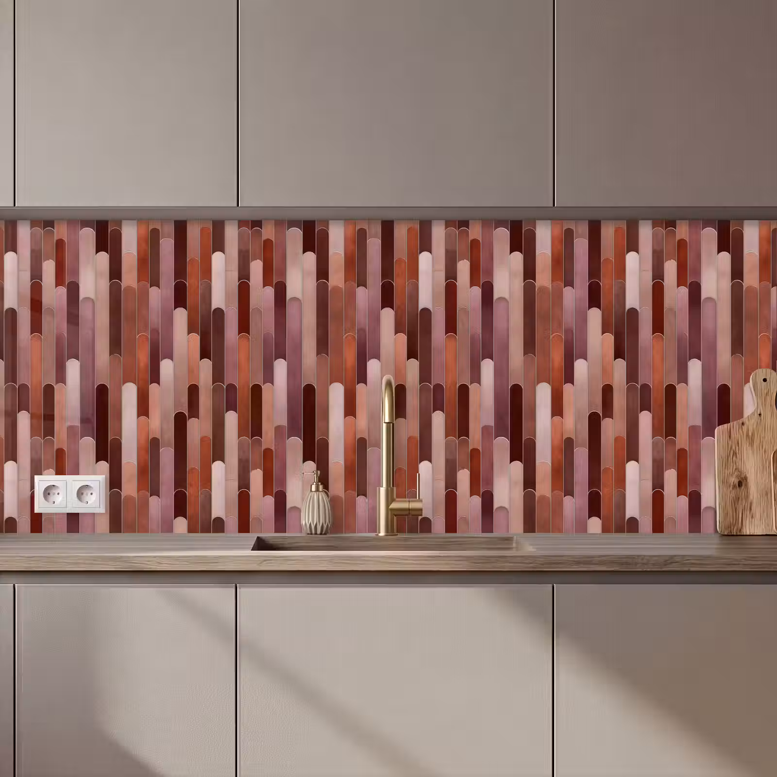 Kitchen splashback - Oblong - Tiles - Red - Copper — 1