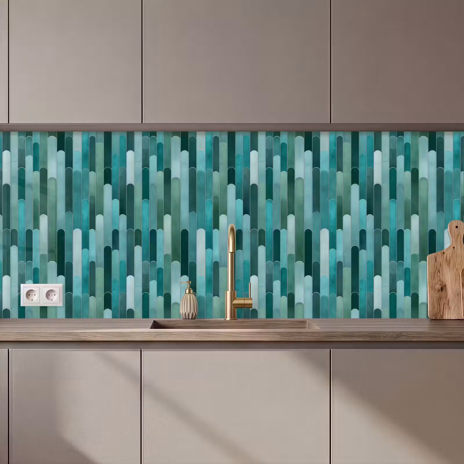 Kitchen splashback - Tiles - Oblong - Turquoise — 1