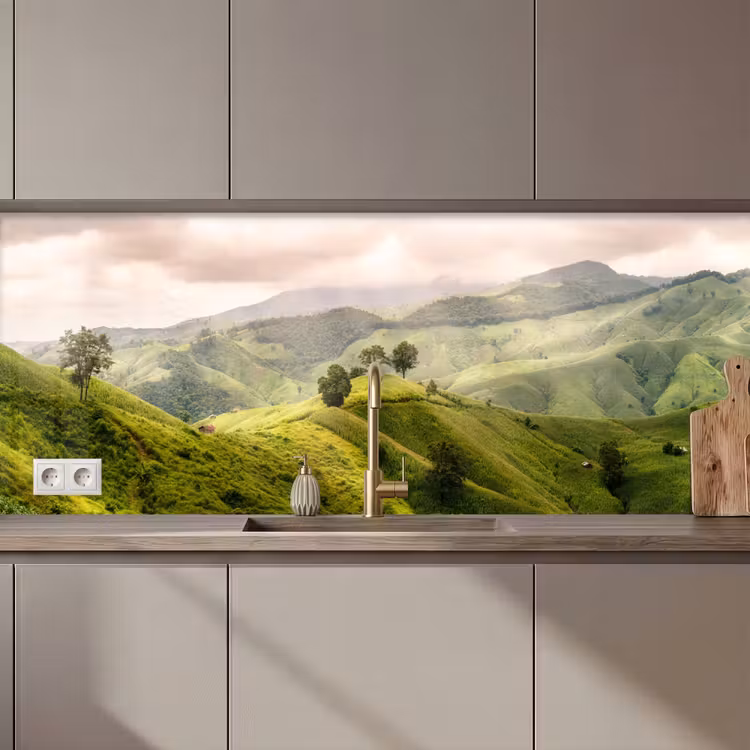 Kitchen splashback - Landscape - Hills - Green — 1