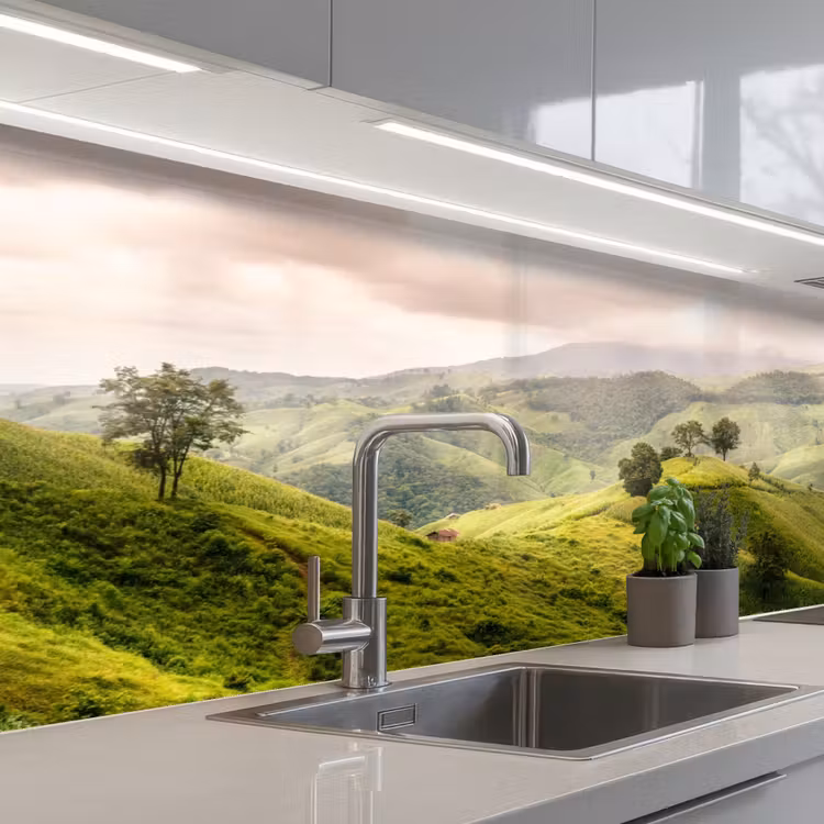 Kitchen splashback - Landscape - Hills - Green — 2