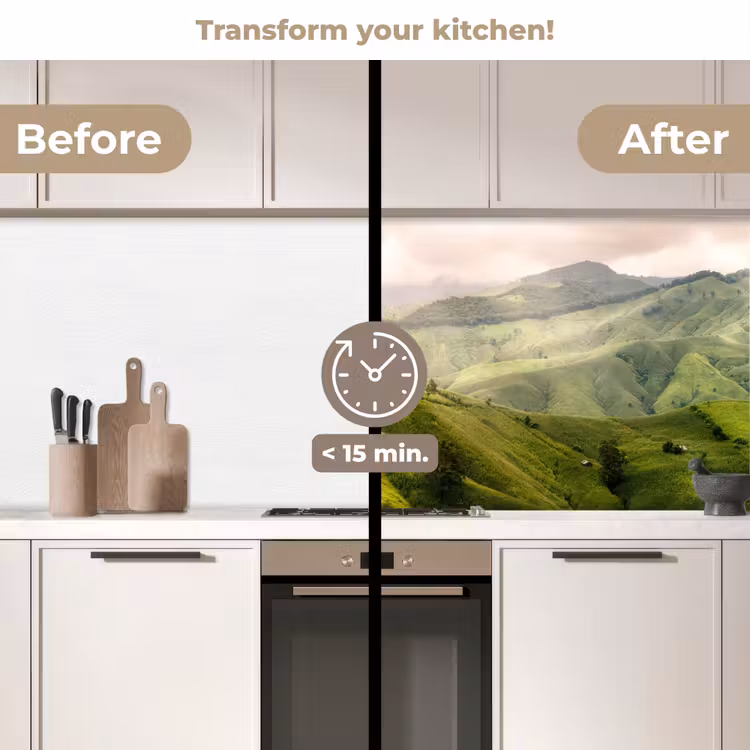 Kitchen splashback - Landscape - Hills - Green — 3