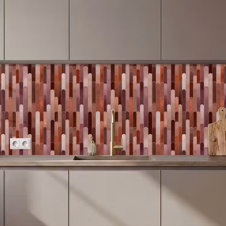 Kitchen splashback - Oblong - Tiles - Red - Copper — 1
