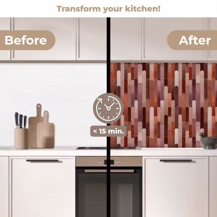 Kitchen splashback - Oblong - Tiles - Red - Copper — 3