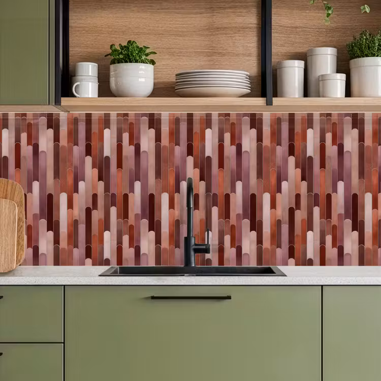 Kitchen splashback - Oblong - Tiles - Red - Copper — 8