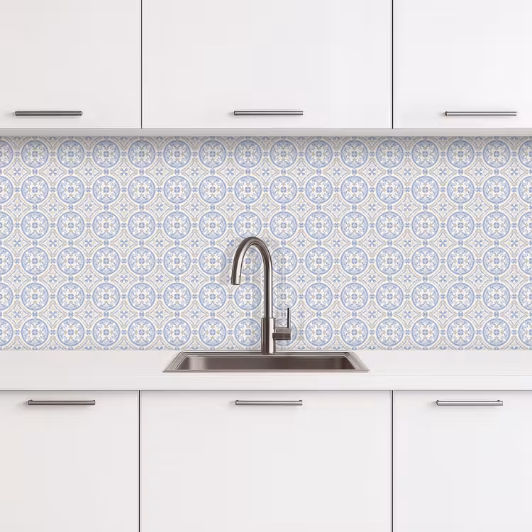 Kitchen splashback - Tile - Pattern - Beige - Blue — 4