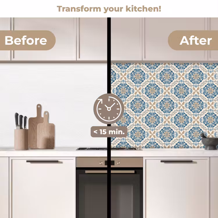 Kitchen splashback - Tile - Pattern - Blue - Gold — 3