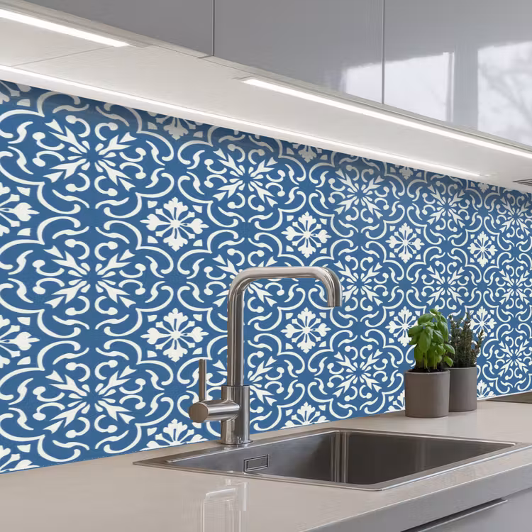 Kitchen splashback - Tile - Pattern - Blue - White — 2