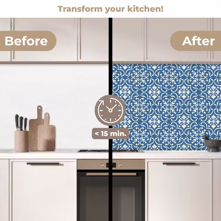 Kitchen splashback - Tile - Pattern - Blue - White — 3
