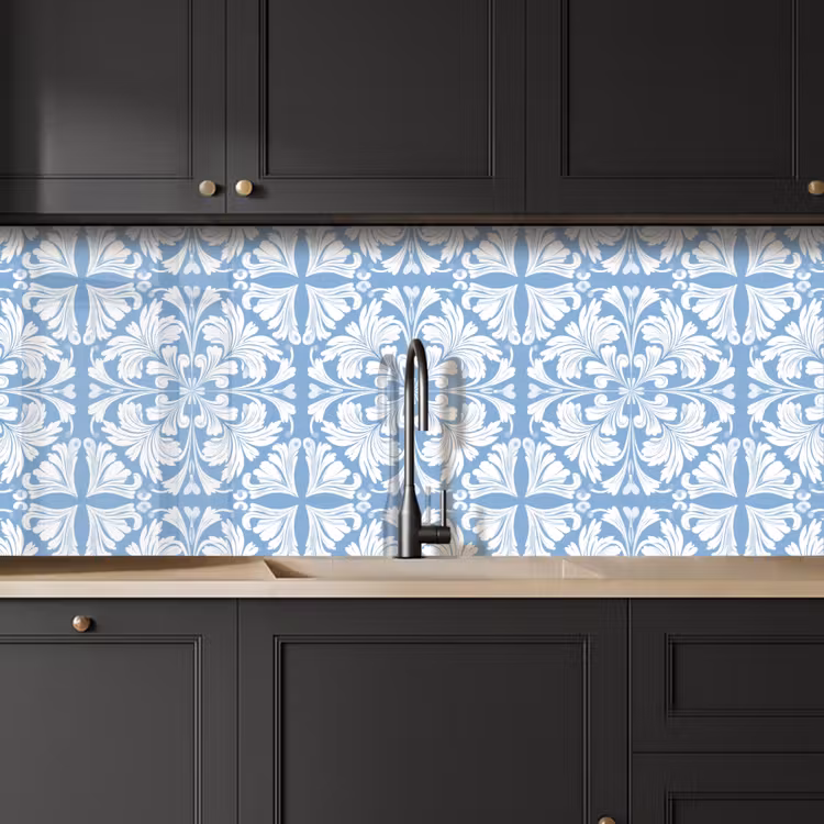 Kitchen splashback - Tile - Pattern - White - Blue — 6