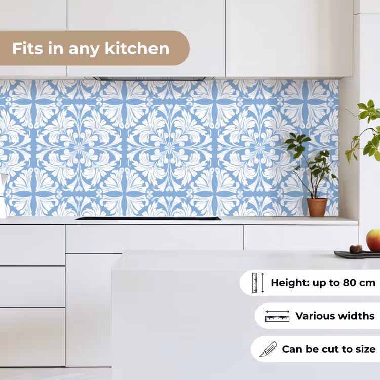 Kitchen splashback - Tile - Pattern - White - Blue — 7