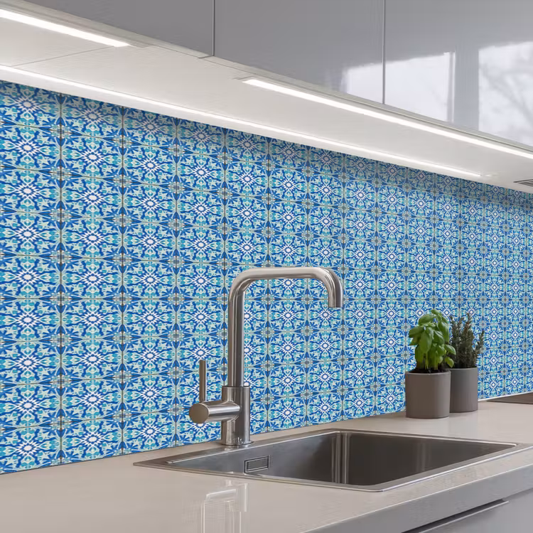 Kitchen splashback - Tiles - Mosaic - Turquoise - Blue — 2