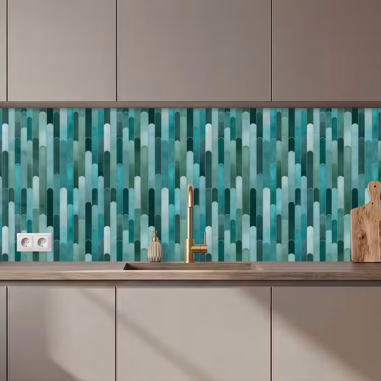 Kitchen splashback - Tiles - Oblong - Turquoise — 1