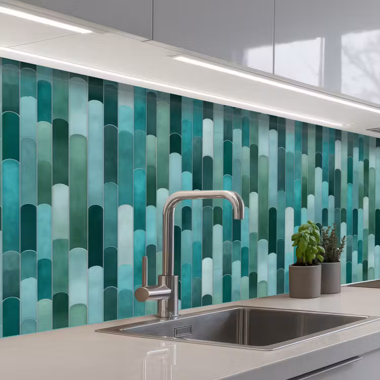 Kitchen splashback - Tiles - Oblong - Turquoise — 2