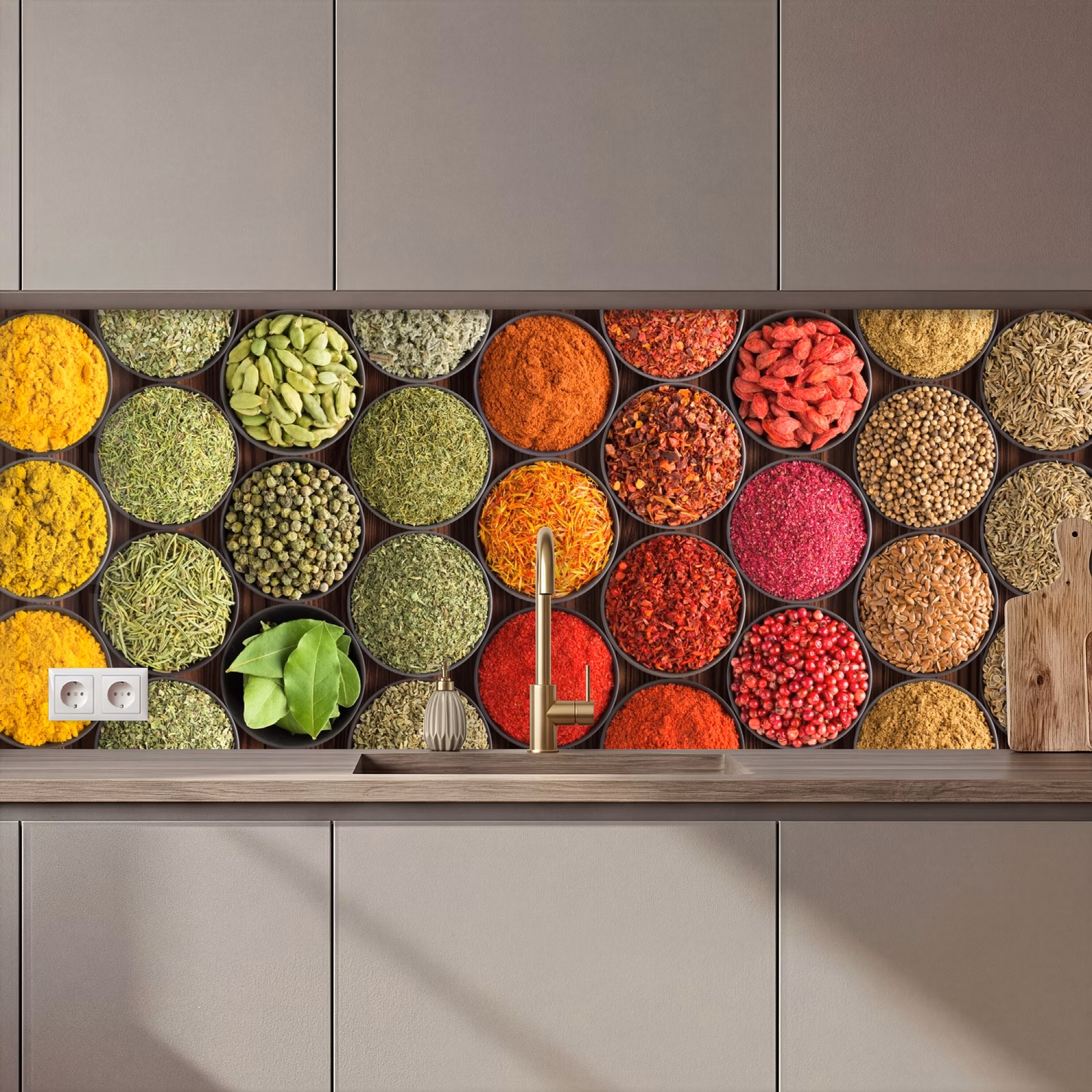 Kitchen splashback - Herbs - Bowls - Colorful - Texture — 1