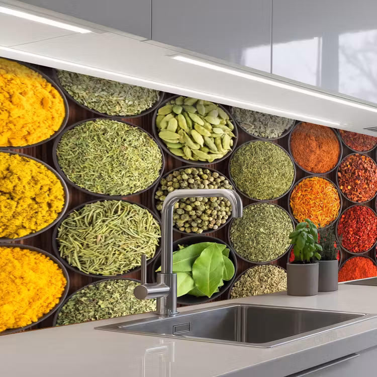 Kitchen splashback - Herbs - Bowls - Colorful - Texture — 2