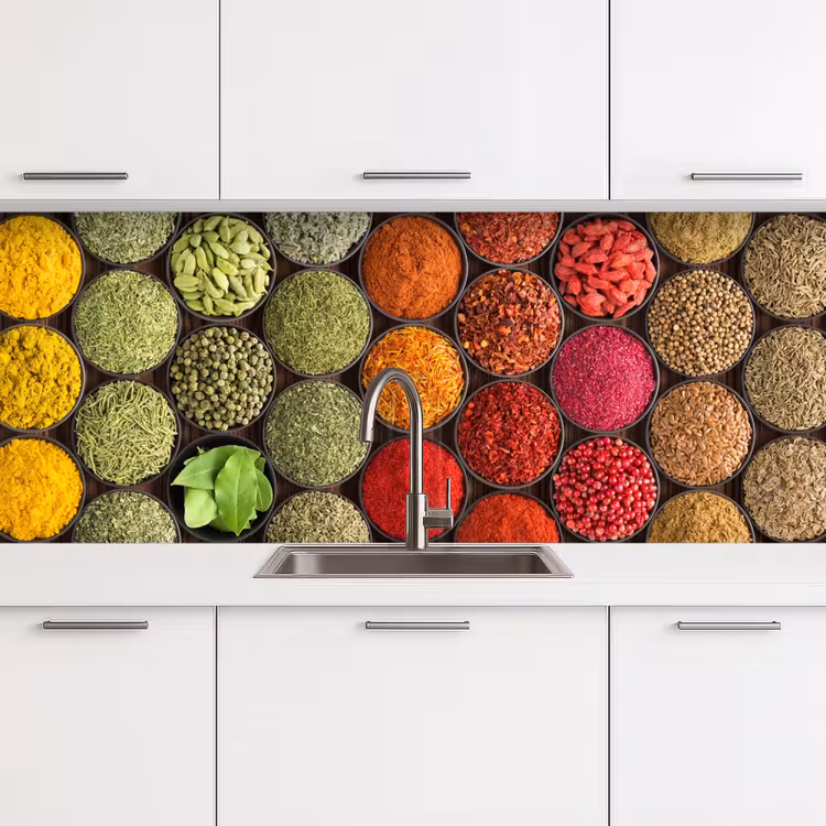 Kitchen splashback - Herbs - Bowls - Colorful - Texture — 4