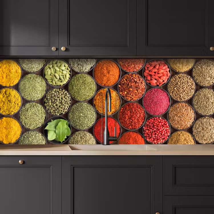 Kitchen splashback - Herbs - Bowls - Colorful - Texture — 6