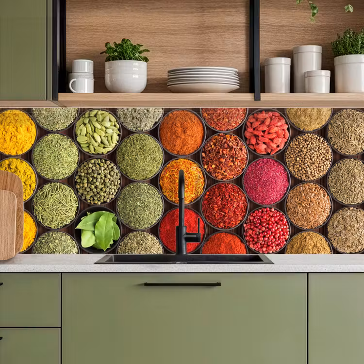 Kitchen splashback - Herbs - Bowls - Colorful - Texture — 8