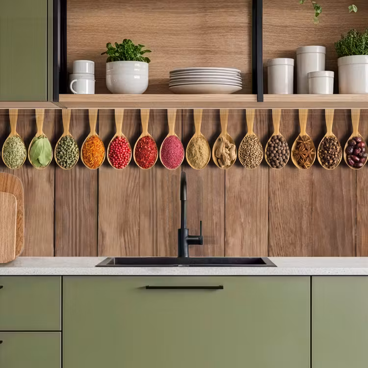 Kitchen splashback - Spoons - Herbs - Wood — 8