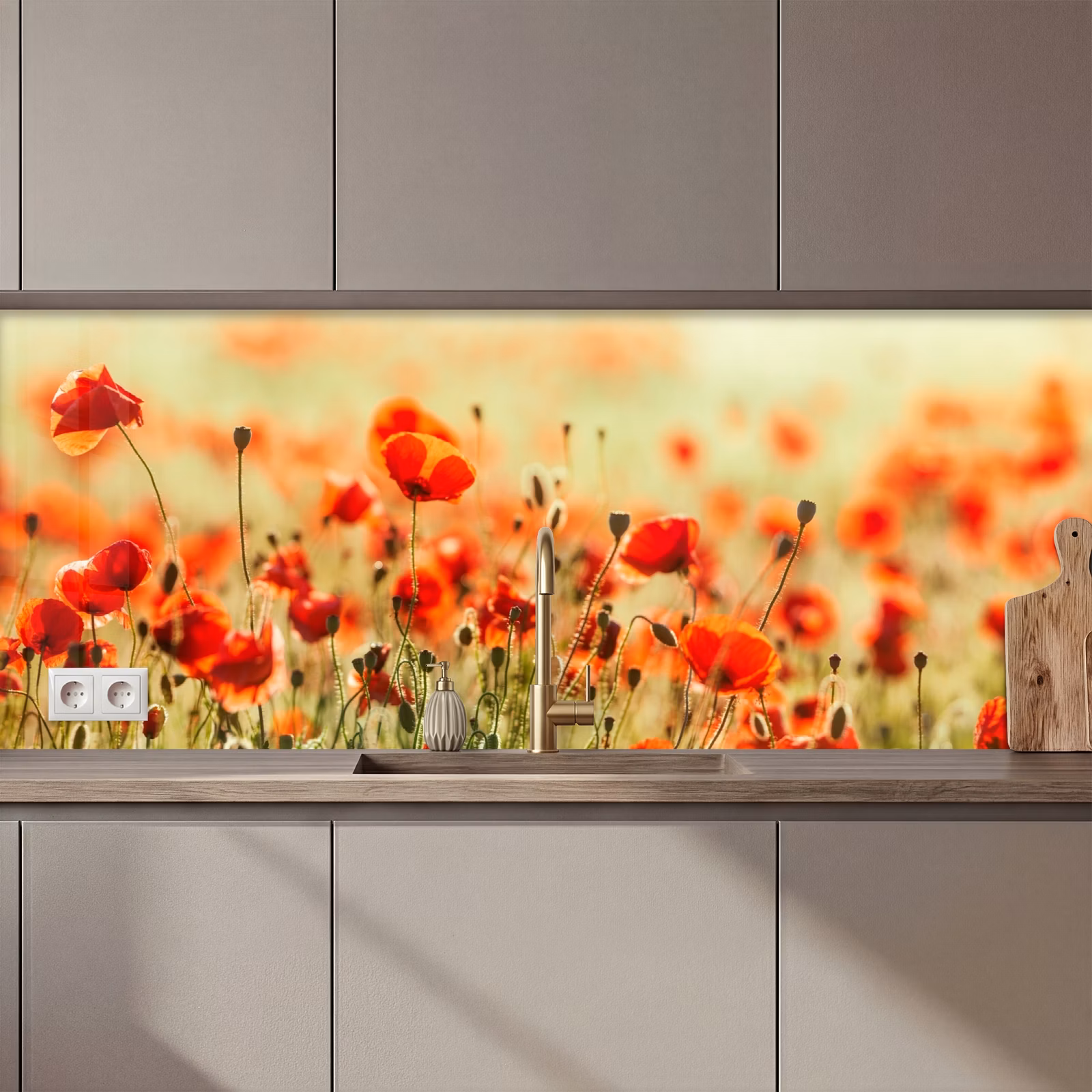 Kitchen splashback - Poppies - Flowers - Red - Field of flowers — 1
