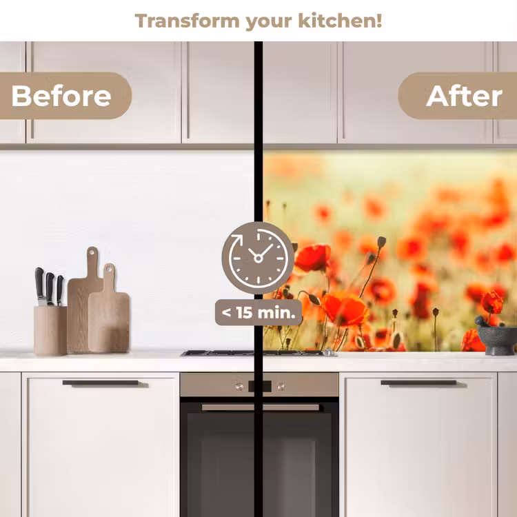 Kitchen splashback - Poppies - Flowers - Red - Field of flowers — 3