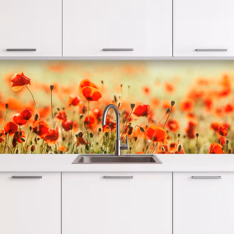 Kitchen splashback - Poppies - Flowers - Red - Field of flowers — 4