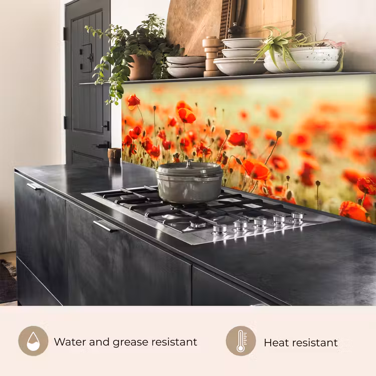 Kitchen splashback - Poppies - Flowers - Red - Field of flowers — 5