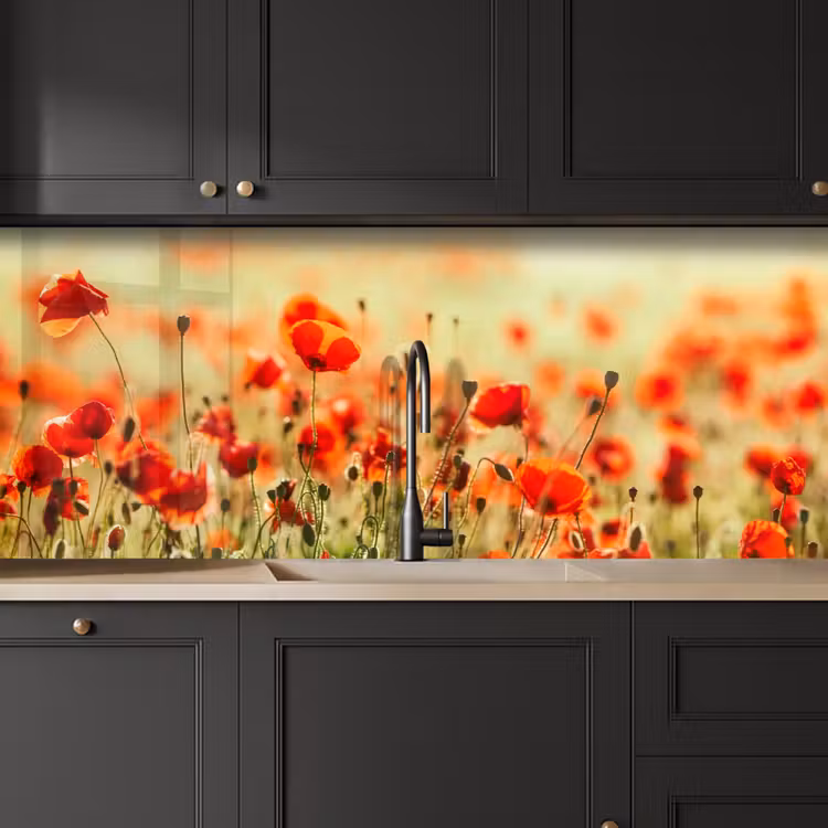 Kitchen splashback - Poppies - Flowers - Red - Field of flowers — 6