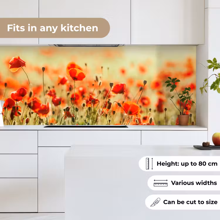Kitchen splashback - Poppies - Flowers - Red - Field of flowers — 7