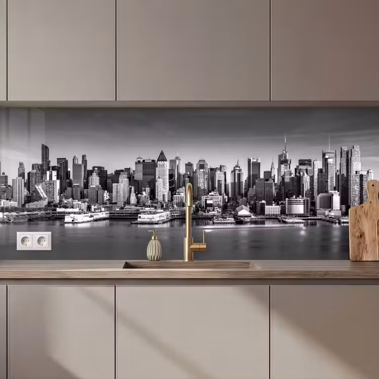 Kitchen splashback - Skyline - City - Skyscrapers - Black - White — 1