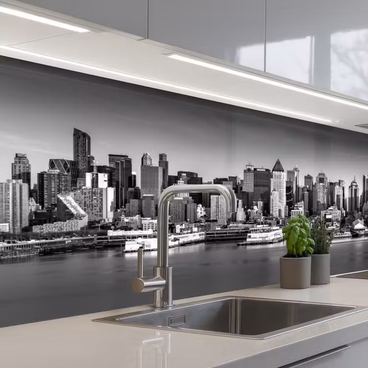 Kitchen splashback - Skyline - City - Skyscrapers - Black - White — 2