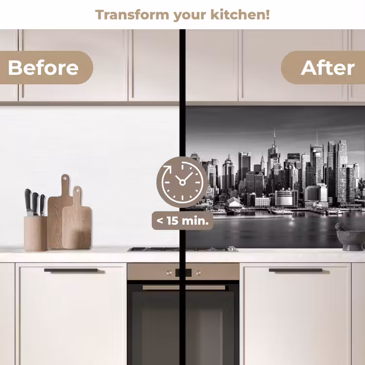Kitchen splashback - Skyline - City - Skyscrapers - Black - White — 3