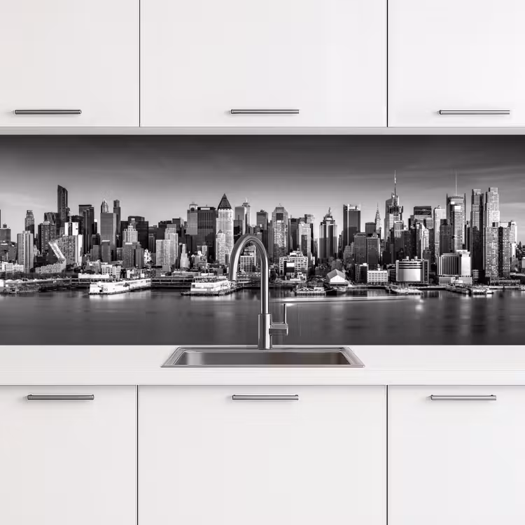 Kitchen splashback - Skyline - City - Skyscrapers - Black - White — 4
