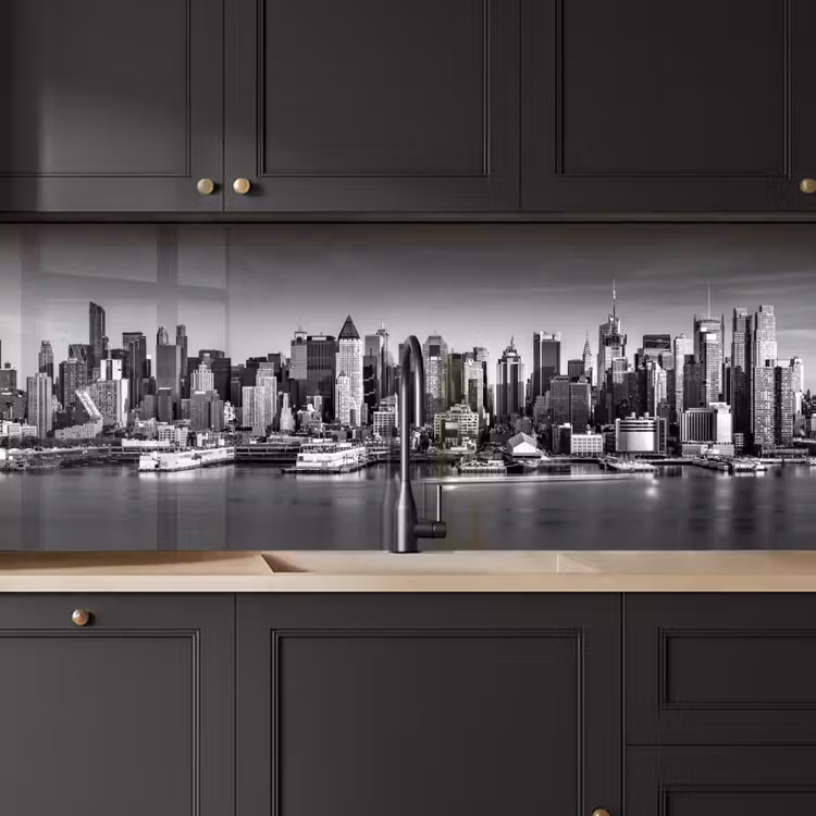 Kitchen splashback - Skyline - City - Skyscrapers - Black - White — 6