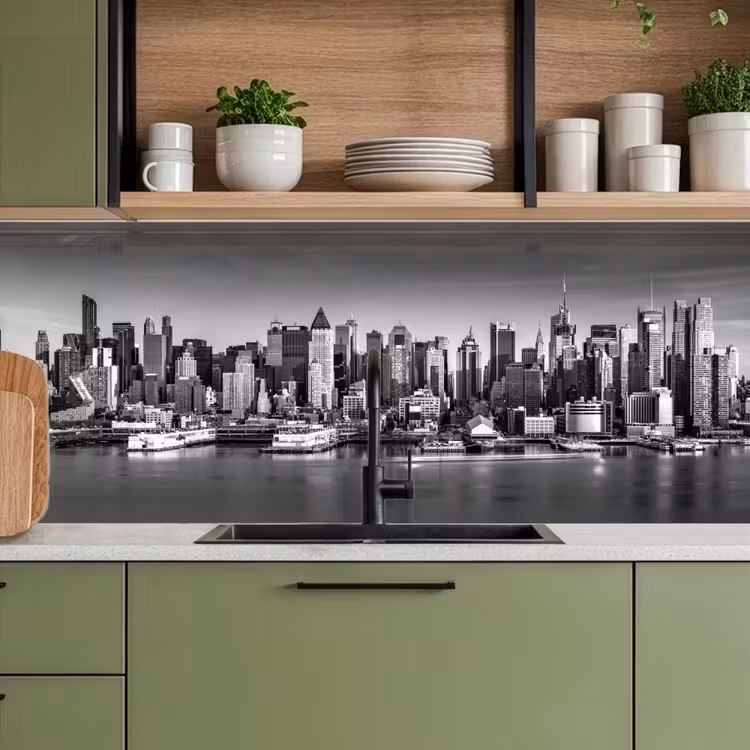 Kitchen splashback - Skyline - City - Skyscrapers - Black - White — 8