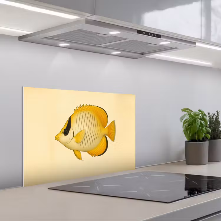 Kitchen splashback for hob - Oval - Fish - Yellow - Scales — 1