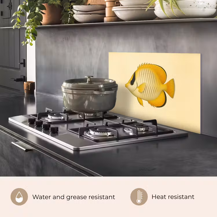 Kitchen splashback for hob - Oval - Fish - Yellow - Scales — 2